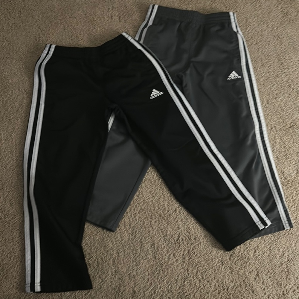 Adidas warm up pants (2 pair) black, gray.